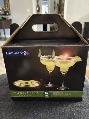 Luminarc  Margarita Glasses Set Of 2 With Alt Ring And Spoons New In Box